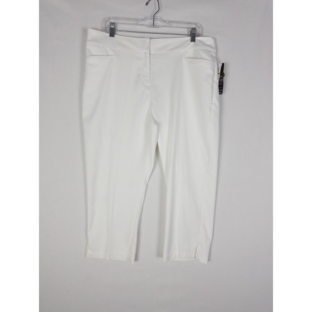 NWT PGA Tour Motion Flux Pants Womens White 14 Solid Chino‎ Sunflux SPF 50